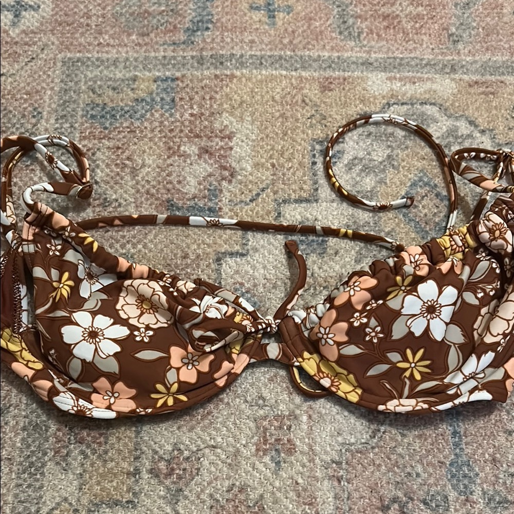 Floral Brown Bikini Top